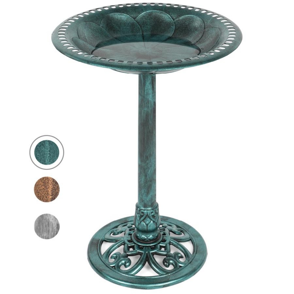 Vintage Outdoor Garden Bird Bath w/ Fleur-de-Lis A